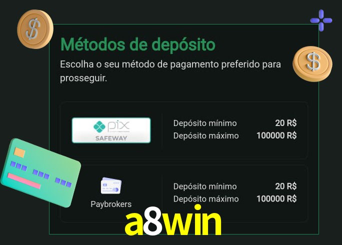 O cassino a8win oferece uma grande variedade de métodos de pagamento